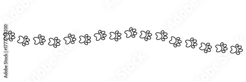 Paw vector foot trail print on white background. vector cat or Dog, path pattern animal tracks, isolated on white background.