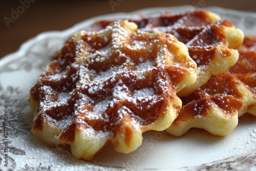 Wallpaper Mural Delicious Liege Waffles Topped with Pearl Sugar: A Sweet Homemade Dessert Inspired by Belgian Treats Torontodigital.ca
