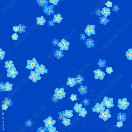 blue forget-me-not flowers. summer floral seamless pattern, vector illustration