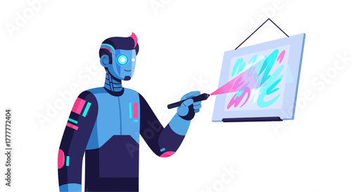 Robotic Artist Creates Innovative Digital Artwork With Technological Precision and Expertise