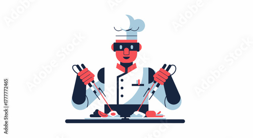 Robotic Chef Preparing Food: Futuristic Cuisine and Culinary Innovation Design