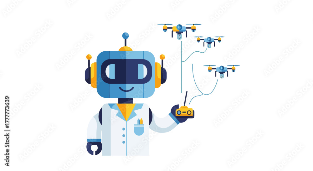 Fototapeta premium Robotic Drone Operator: A Futuristic Vision Of Automated Aerial Vehicle Control