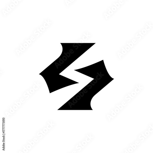 Letter S Abstract Lightning Bolt Logo Design – Modern Minimal Black Symbol S