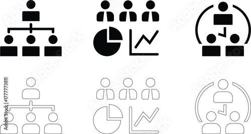 Organizational structure hierarchy and teamwork icons vector illustration concept