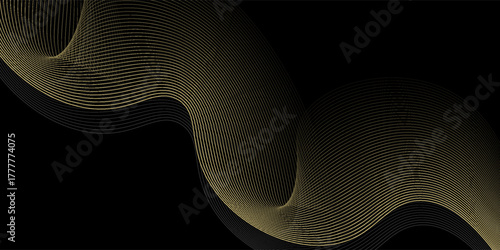 Wallpaper Mural Abstract wave lines luxury shiny gold color on black background. Futuristic flow of shining gold line waves. Suitable for banners, posters, covers, brochures, flyers, websites Torontodigital.ca