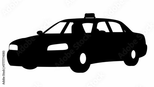 Classic taxi silhouette, a symbol of urban transport and city life, perfect for travel illustrations and modern graphic design projects.