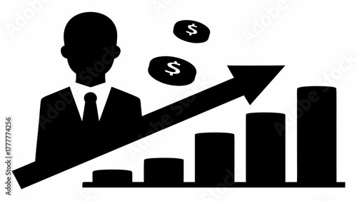 Achieve financial growth with expert business leadership, driving revenue and increased profits, illustrated with upward trending charts and money