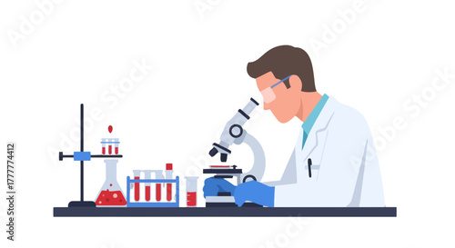 Scientist Performs Microscopic Analysis Of Samples In Modern Scientific Laboratory