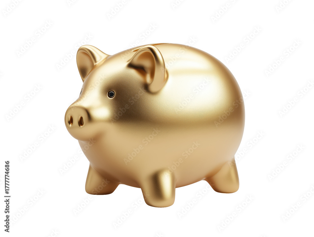 Obraz premium Golden piggy bank representing savings, finance and investment