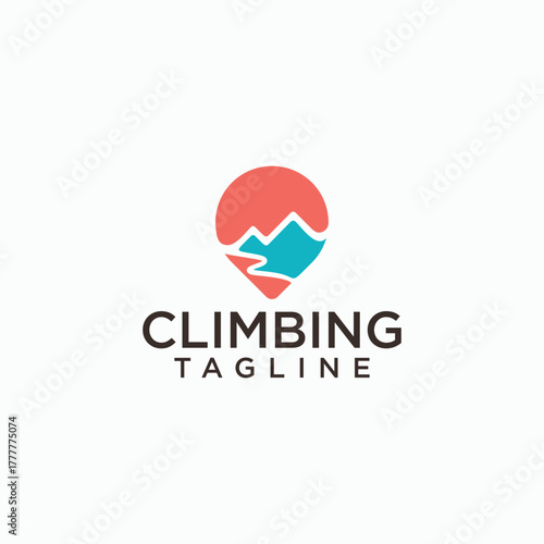 climbing sport logo concept, mount and sport logo design template