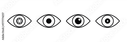 Eye icon set. Vision symbol. Retina scan eye icon. Simple eye collection. Vector illustration.