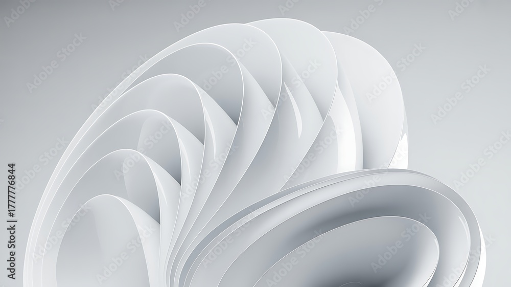Obraz premium Abstract flowing white and light blue organic shapes with smooth curves against a soft gray background