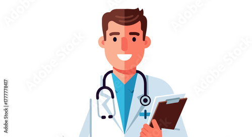 Smiling Medical Professional Portrait Holding Medical Records Ready For Diagnosis And Care