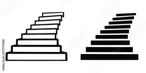 Two staircases, one in outline and one in solid black