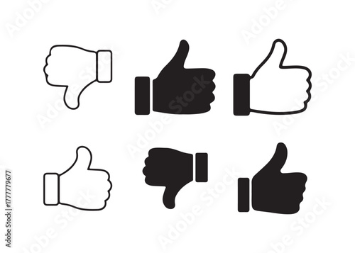 like icon set. like and dislike icon. Up and down thumbs icon. vector illustration eps 10