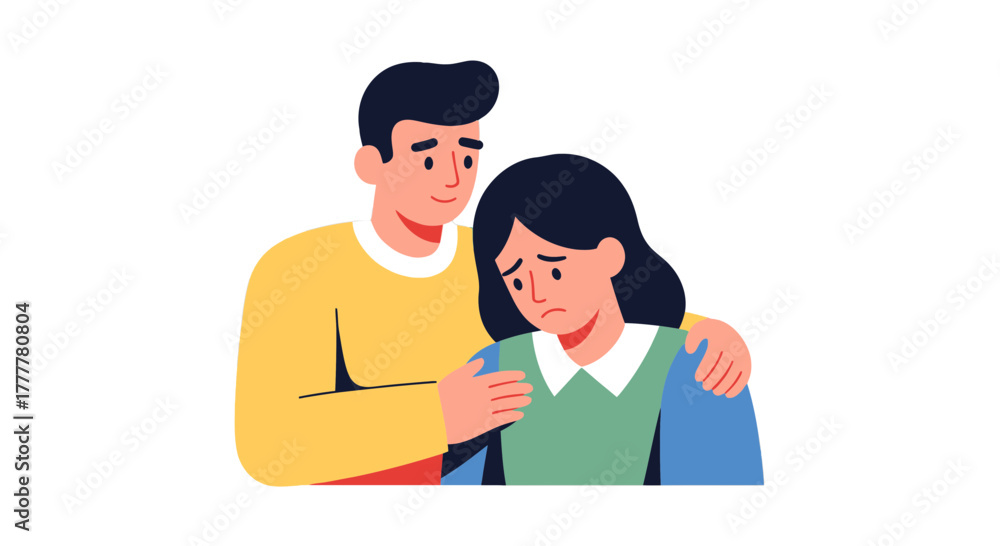 Fototapeta premium Supporting Her Through Compassion: An Illustration Of Comfort And Empathy Offered