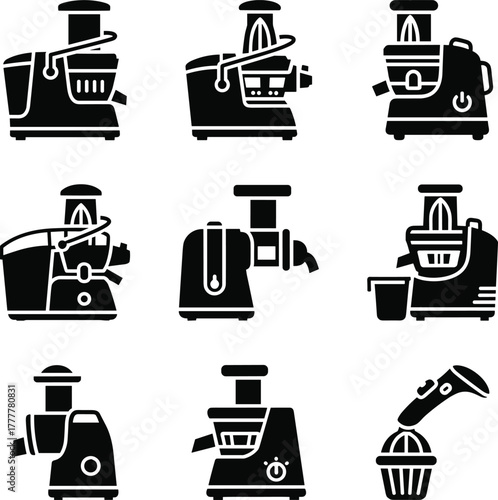 Juicer and Food Processor Icon Collection appliance