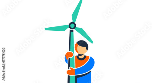 Sustainable Future: Person Holding Wind Turbine Symbolizing Green Energy Solutions