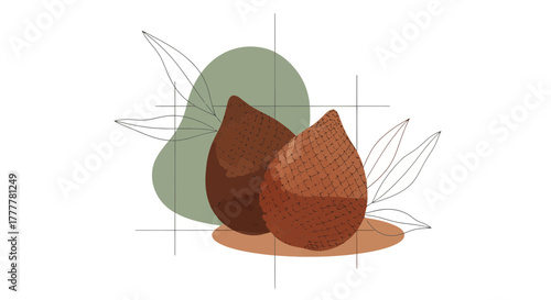 Stylized Illustration Of Snake Fruit With Grids And Elegant Natural Backgrounds