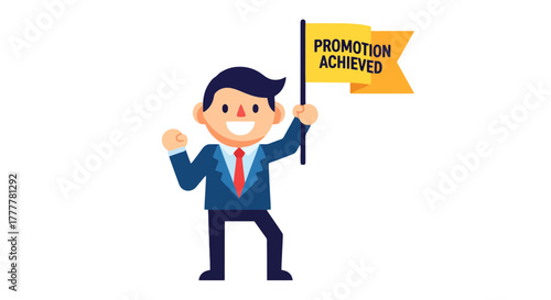 Successful Businessman Celebrating Promotion Victory, An Animated Representation of Progress