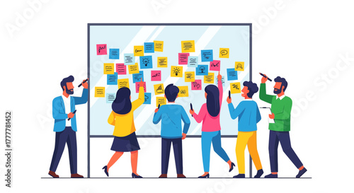 Team Brainstorming Session: Innovative Ideas and Strategy Board Collaboration