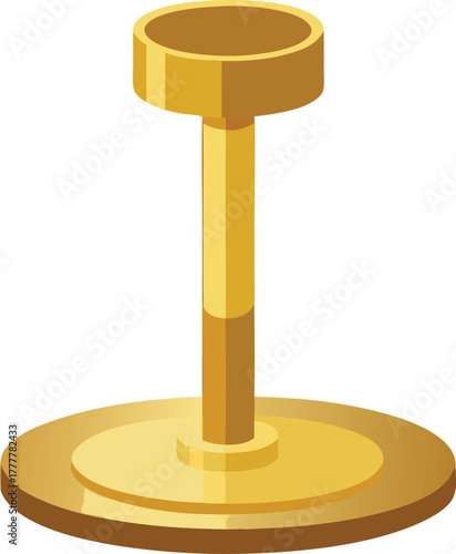 Golden pedestal stand with circular base and top platform