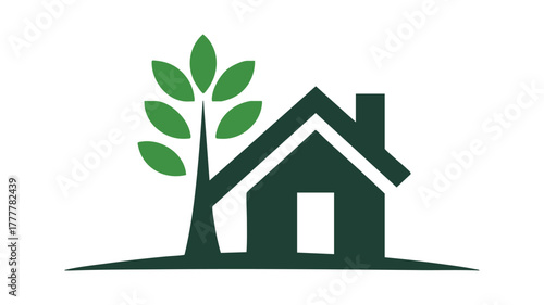 Green home tree logo design icon