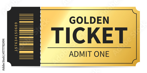 Luxury gold ticket and coupon template vector isolated.
