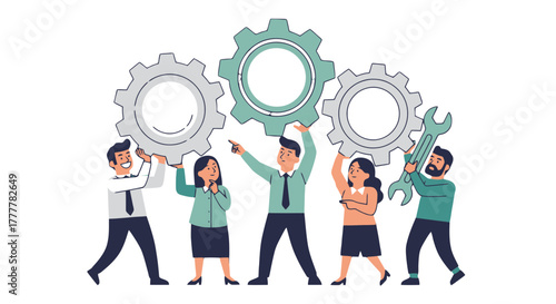 Teamwork And Collaboration: A Simple Vector Illustration Of Innovation And Business