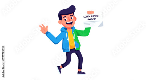Thrilled Student Celebrating Scholarship Success Animation For Educational Resources