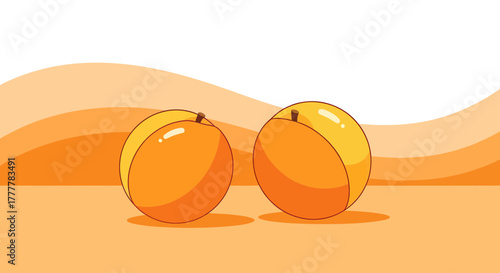 Vibrant And Playful Apricots Illustration Depicting Healthy Eating And Freshness Perfectly