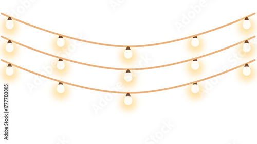 Festive string lights vector illustration for party decoration and holiday celebration design element use case