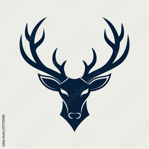 Black deer or reindeer head silhouette vector illustration with antlers perfect for wildlife and Christmas design