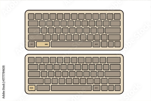 Pair of compact computer input devices featuring blank keys for technology concepts