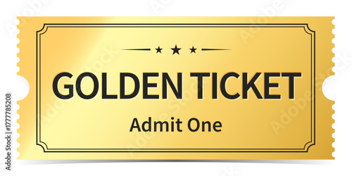 Luxury gold ticket and coupon template vector isolated.
