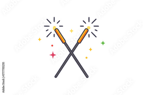 double sparkler icon two vertical sticks crossed