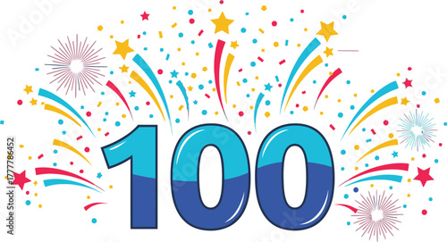 Colorful 100th anniversary with confetti