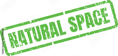 Authentic green natural space rubber stamp impression ideal for environmental branding projects