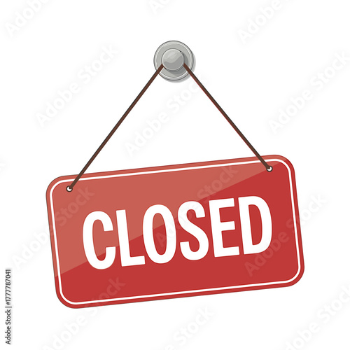 Vector illustration of a closed sign hanging from a hook isolated on white background retail concept for businesses and commerce