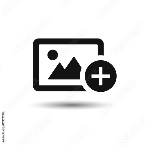 Add photo icon vector template on white background 