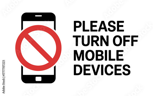 Turn off mobile devices symbol indicating restriction of phone use in certain areas or situations warning to silence cell phones