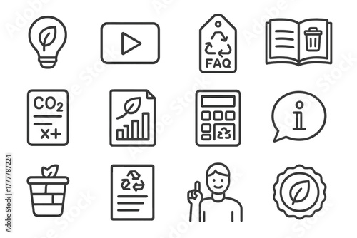 Faq green compost education icon vector button sheet sustainability icons eco recycle