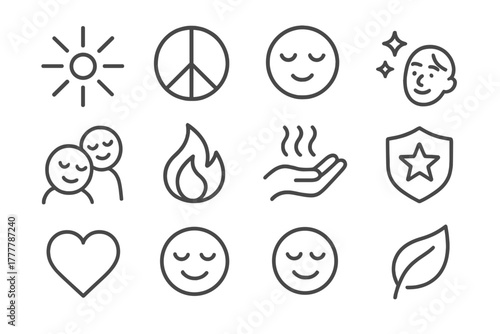 Vector bliss emotion symbol delight icons stars icon calm wave positive confidence