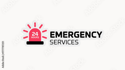 Emergency Services Available 24 Hours a Day Illustration of Alert System and Medical Assistance Ready