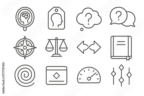 Grid voice question box personal symbol icon vector introspection brain core inner