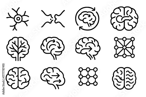 Brain rewiring grid flexible neuroplasticity icons connection icon circuit vector signal habit