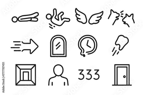 Symbol time symbols icons door endless dream floating falling repeating icon vector