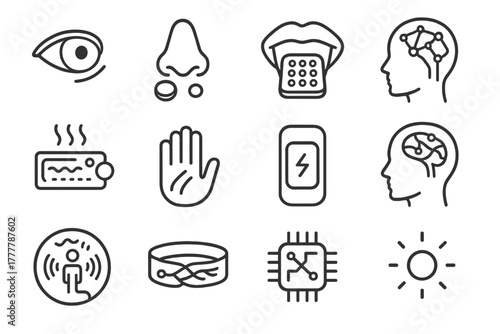 Programmable augmented digital future smart vector sensory tech sense field sensor icon