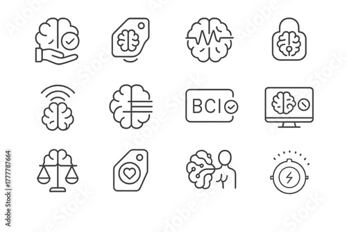 Tag icons vector ethical eeg icon neurotech bci privacy trust neural lock