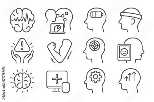 Alert stroke icons tool neuroadaptive icon recovery vector neuro limb signal training